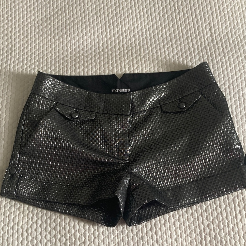 Express Shimmering Black High Waist Shorts